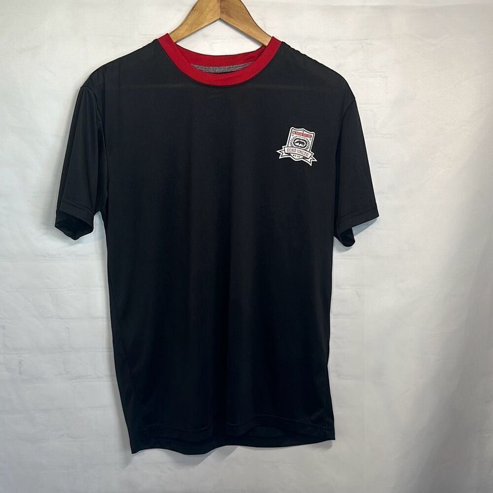 Ecko Unltd Mens Black Red Short Sleeve Sheer Shirt size M Medium Polyester